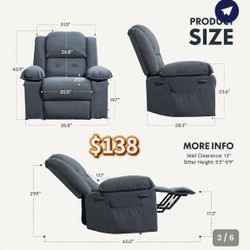 ✌️ FLEXISPOT XL2 Power Lift Recliner for Elderly, Electric Reclining Sofa with Massage and Heat, Fabric Lift Chair with Side Pockets 
