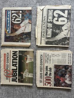 Mark McGwire 61st, 62nd, 70th home run newspapers