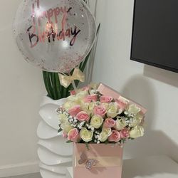 Artificial Flower Box with Balloon