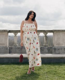 NWT Anthropologie x Eloquii Plus Shirred Bodice Ruffled Maxi Printed Dress 16W