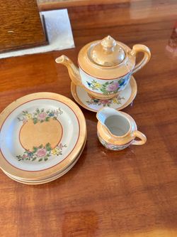 Vintage Lusterware Floral Miniature Tea Set