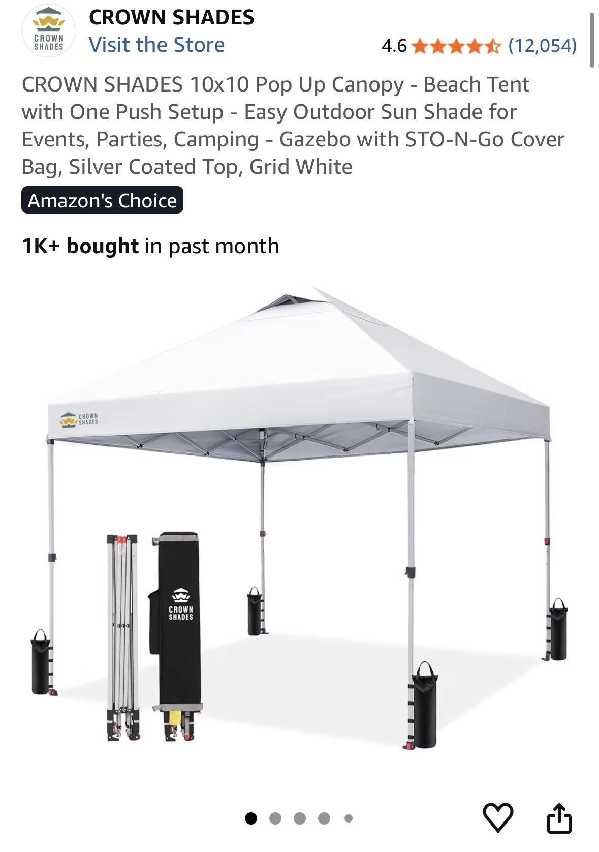 10x10 Crown Shades EZ Up