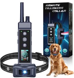 Shock Collar for Dogs - 4265ft Waterproof Training Collar with Flashing Light for Small Medium Large Dogs with Rechargeable Remote, Beep (1-8), Vibrat