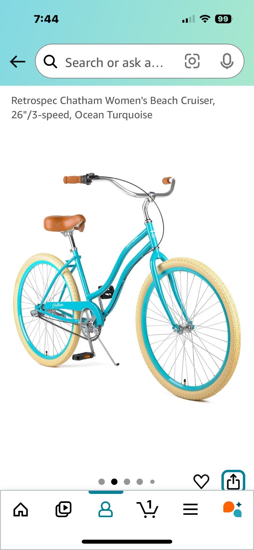 26 Inch Beach Cruiser Bike with 3 Speed, Adjustable Seat, Lightweight