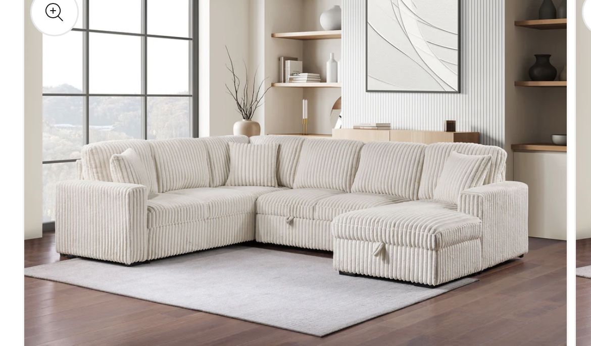 Brand New Pullout Corny Corduroy Sectional Set