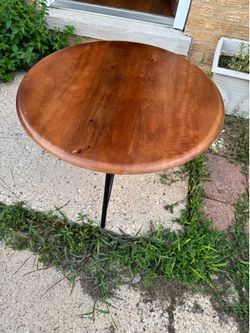 Round wooden coffee table