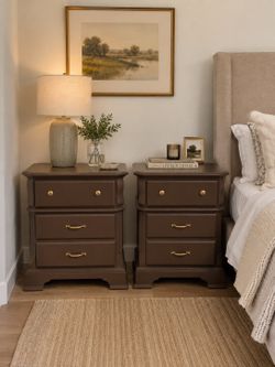 Chocolate brown wooden nightstands
