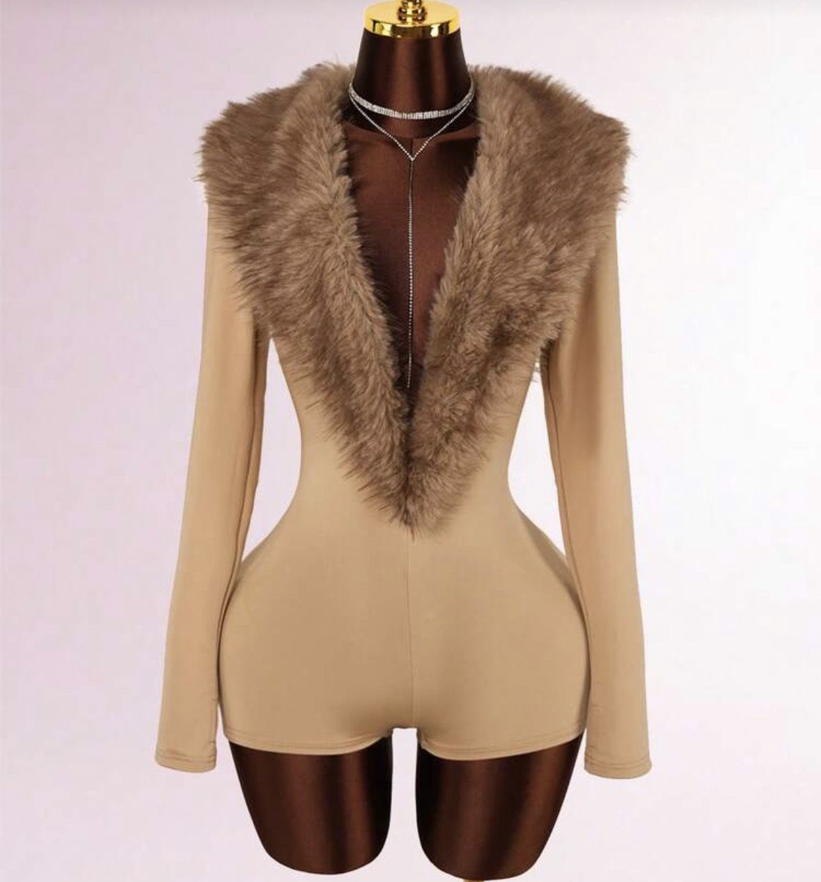 Fur Collar Jumpsuit 