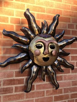 Outdoor metal yard art patio decor handcrafted sun