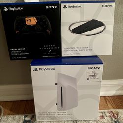 Ps5 Slim disk drive, stand, and brand new sealed death stranding 2 controller