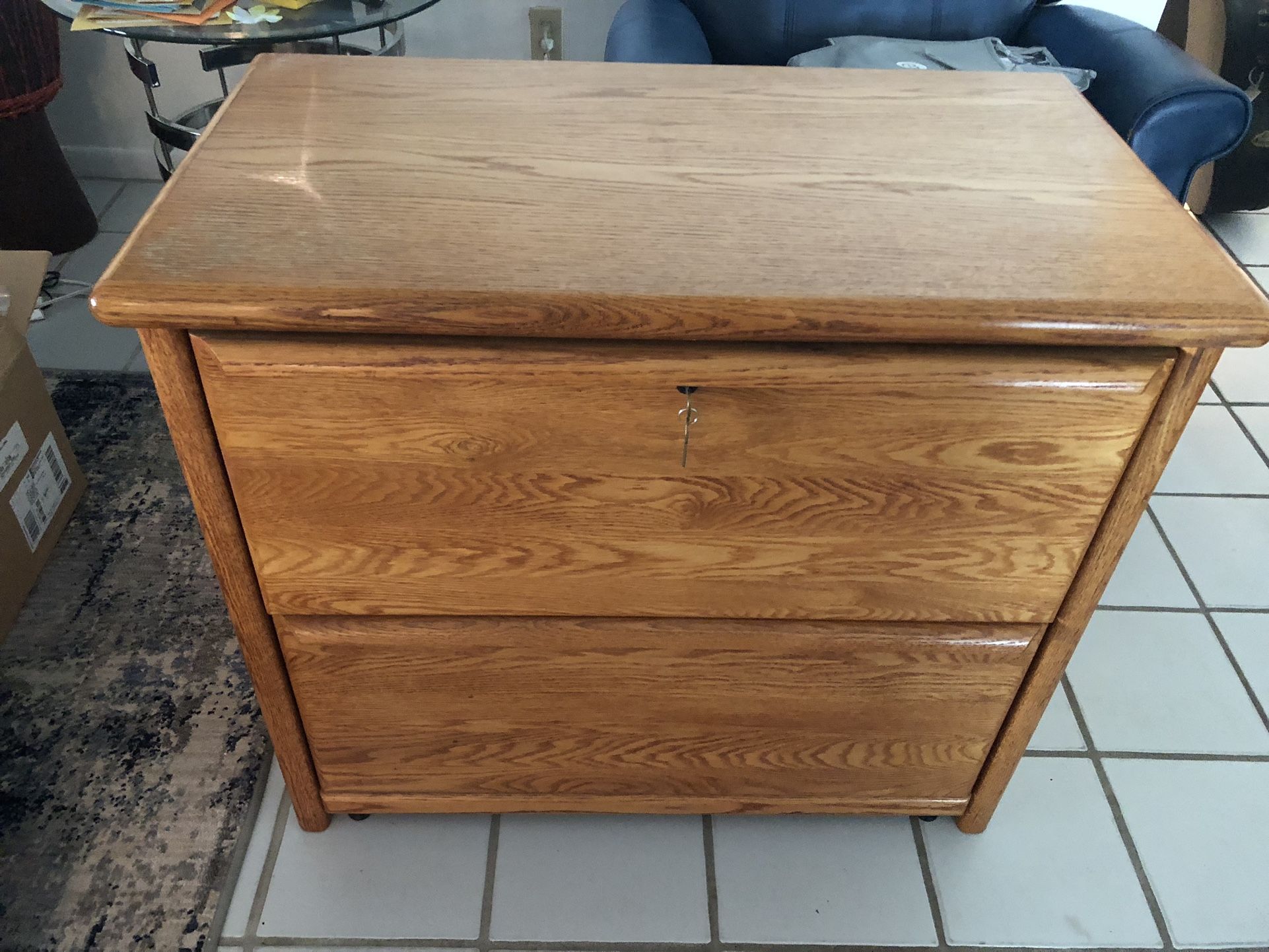 Two Drawer Wooden File Cabinet