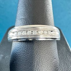10k solid white gold 0.2 CTW Natural Diamond wedding band men’s ring size 11