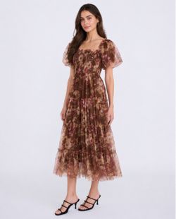 Brown floral dress