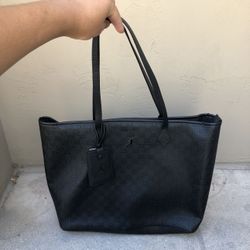 New Nike Jordan Monogram Tote Bag Metal Logo Black Purse Shoulder 32L