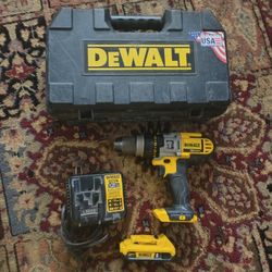 DeWalt 20V MAX Hammer Drill Driver Brushless, Heavy Duty 1/2", 3-Speed & Battery, Charger, Hard Case