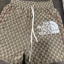The North Face x Gucci GG canvas shorts in beige/ebony