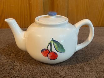 Vintage Jay Import Cherry Teapot - Stoneware - Fits Corelle Fruit Basket - MINT