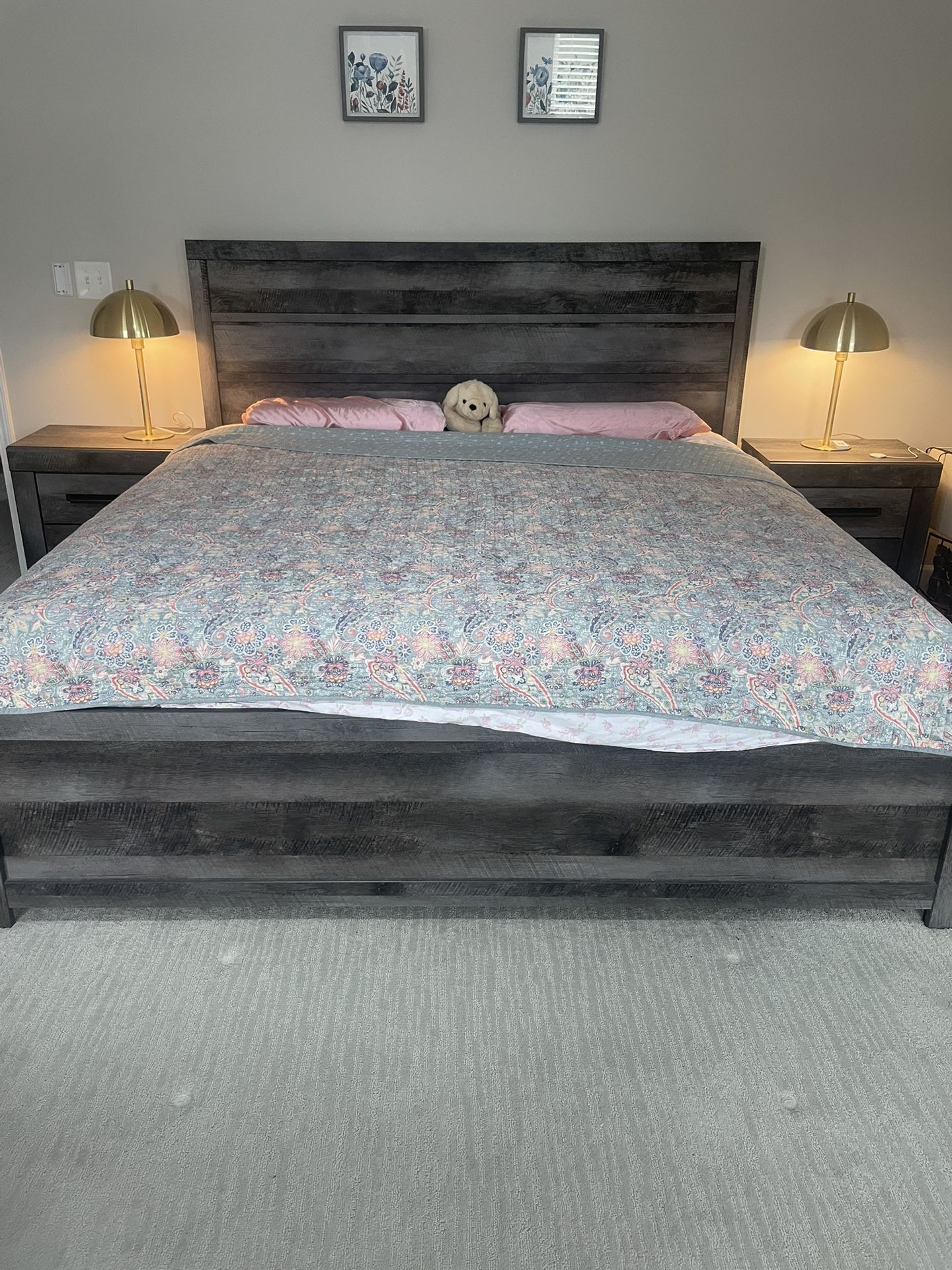 Ashley Furniture King Bed Frame (with Bed Boxes)