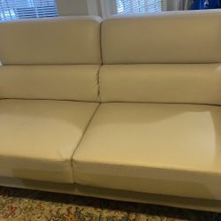 Beige Colored Leather Couch/ Loveseat Leather Couch/ Leather Couch 