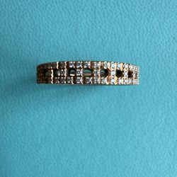 Tiffany T True Narrow Ring Size 8 in 18k Rose Gold with Pavé Diamonds