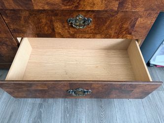 Burl Wood Dresser with Brass Hardware