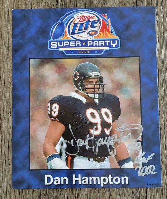 DAN HAMPTON Signed 8x10 Photo with HOF 2002 Chicago Bears