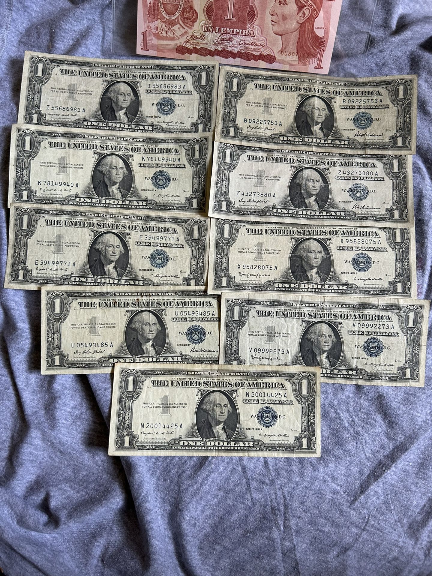Lot 9 Dollar bill 1957