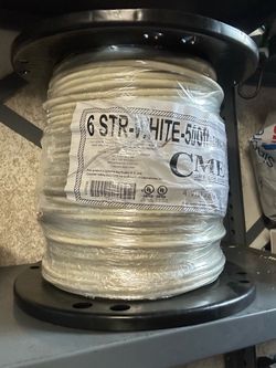 6 white Stranded CU  THHN Wire 500 ft Roll