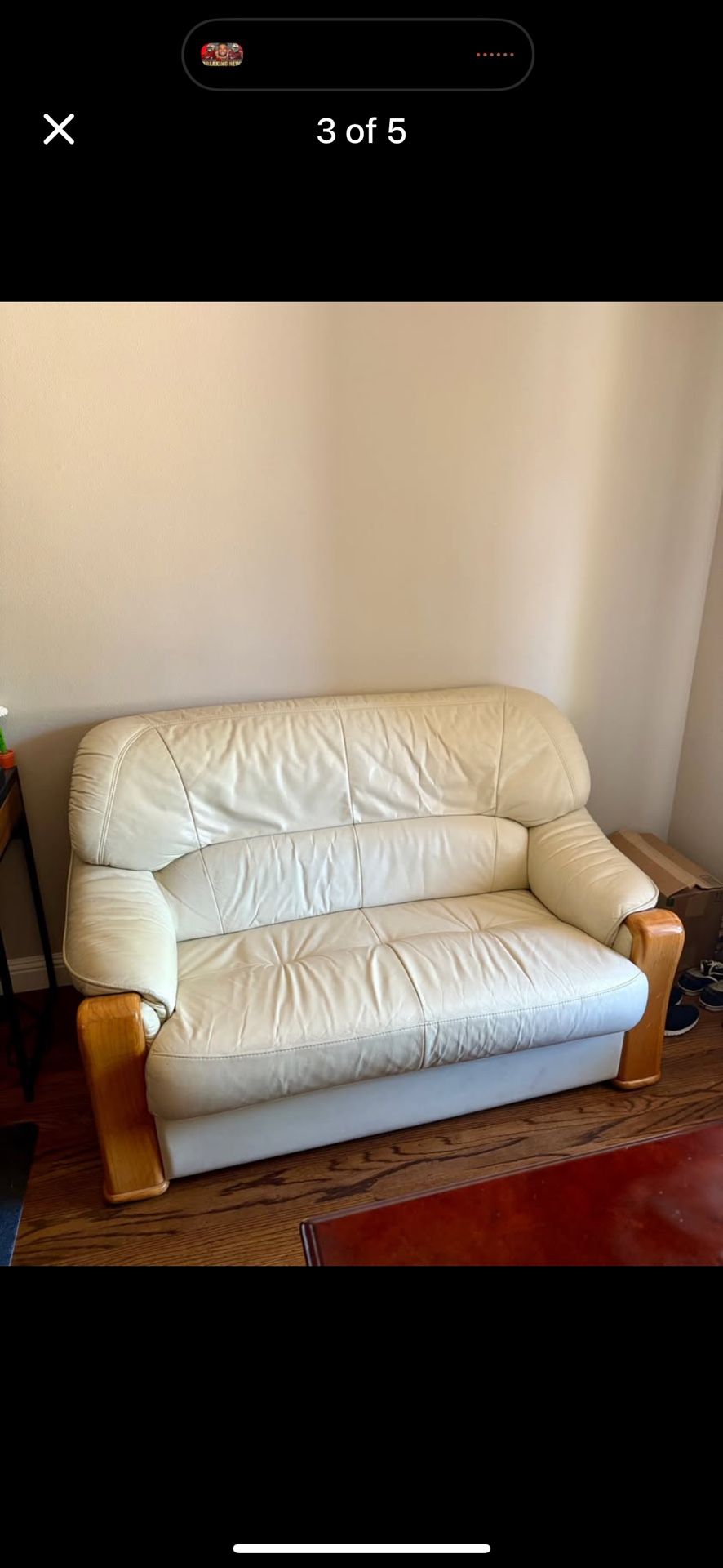 Leather loveseat couch - White