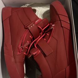 Luxury Giuseppe Zanotti Kriss High-Top Red Leather Sneakers