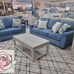 New🌊$10 Down Payment Finance 🌊Cashton Blue Living Room Set İn Blue///▪️# Sofa # Loveseat # Couch # Living Room Set Options Available