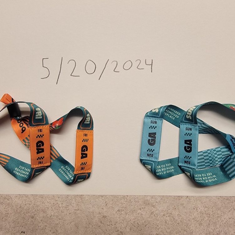 Two 2024 Bonnaroo Wristbands/tickets