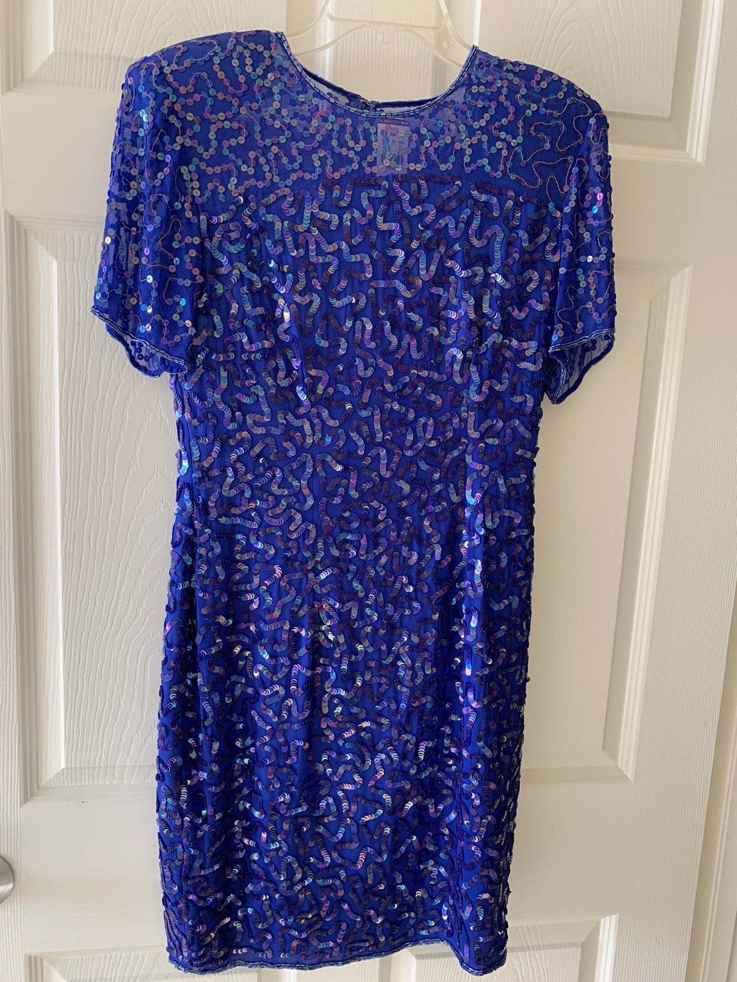 Sequins Evening Cocktail Wedding Party Silk Dress, Size 4 New With Tag