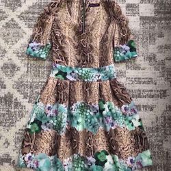 Beautiful Jeanne D'Arc Dress With Snakeskin Print And Flowers  