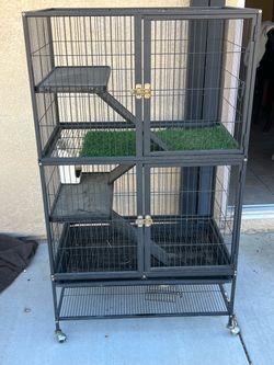 Large Multi-Level Small Animal Cage on Wheels