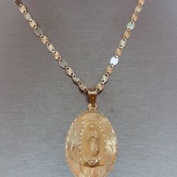 Cadena Con Dije De Virgin 14k