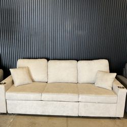 Apartment Size Sleeper Sofa — 82” — Pull Out Bed + Storage Chaise/ Free Local Delivery 🚚 