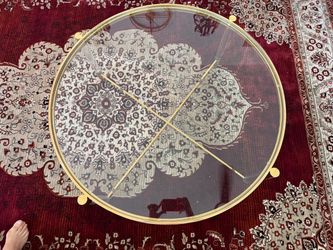 Round Gold glass top coffee table