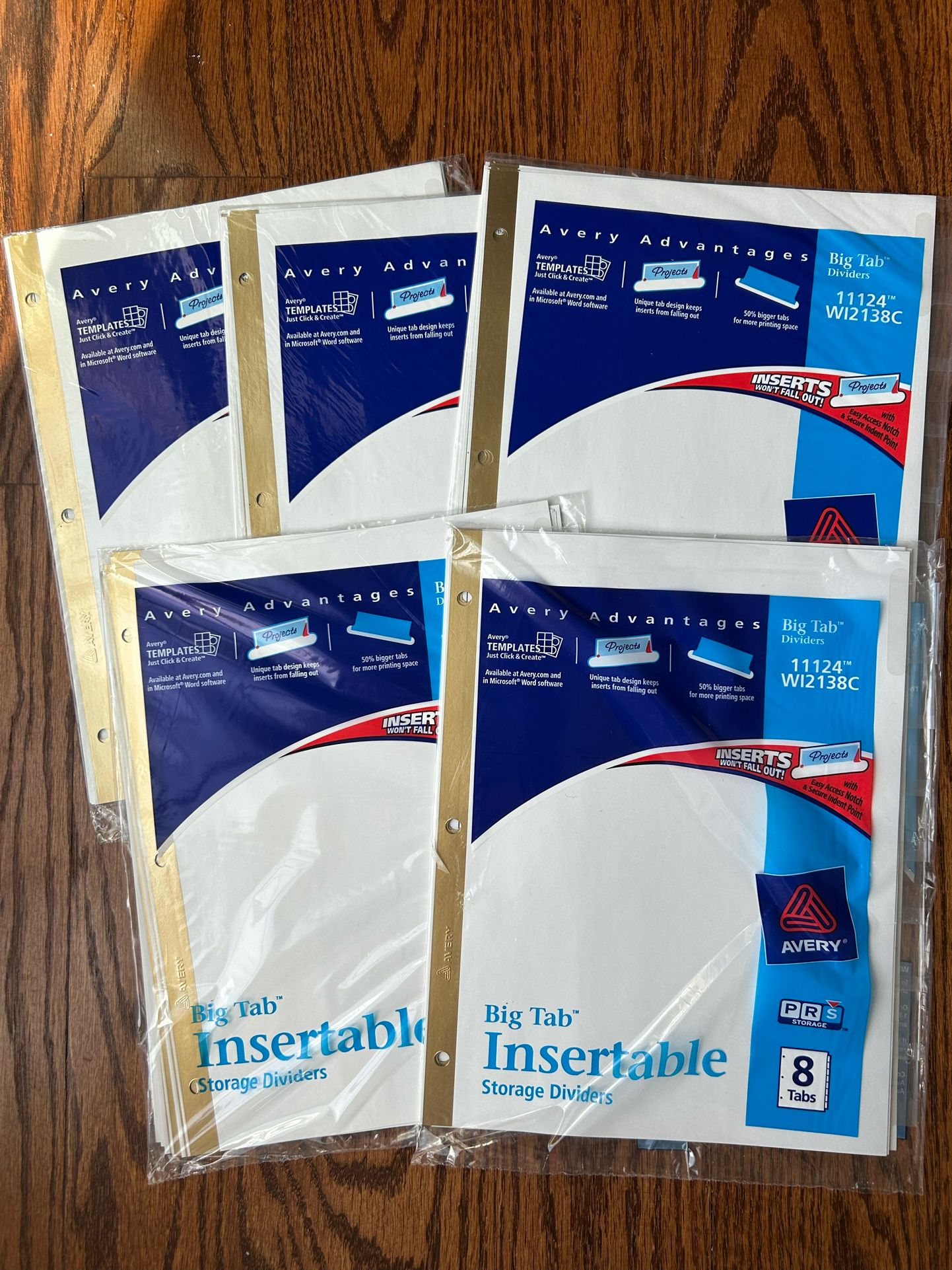 Avery 11124 Big Tab Insertable Divides Eight Tabs Clear Lot Of Five New