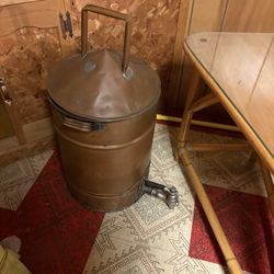 Beautiful rare Antique copper Somavar Tee coffee boiler kettle water cooler repurpose as decorative moonshine whiskey still.  Includes lid, strainer &