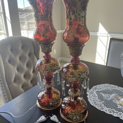 Antique crystal table lamp