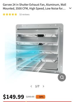 24 in Shutter Exhaust Fan, Aluminum, Wall Mounted