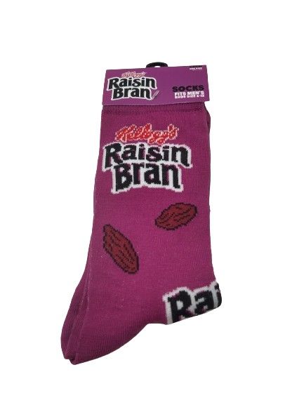 Kellogg's 'Raisin Bran' Novelty Crew Socks - Size 6 - 12 *NEW*