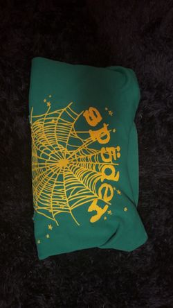 Sp5der Green Hoodie with Yellow Web Graphic