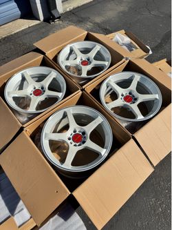 Brand New Motegi MR159 Battle V 18” Pearl White Wheels 18x9.5 0 Offset Rims 5x120