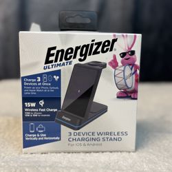 Energizer Ultimate 3-Device Wireless Charging Stand 15W Qi iPhone Android