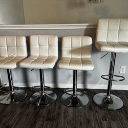 White Leather Bar Stools