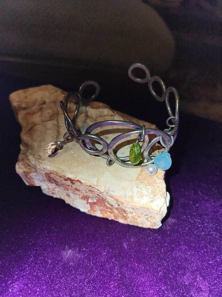 Trendy Metallic Beaded Cuff