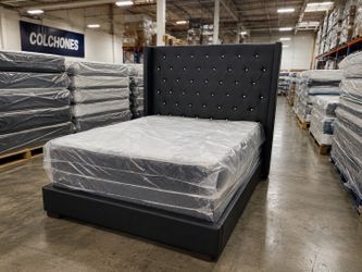 Bed frame full size and full regular mattress and box spring new