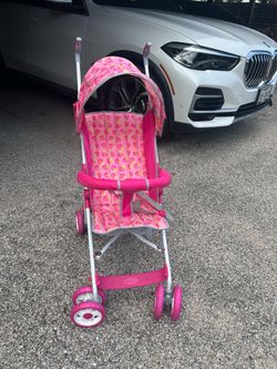 Pink Strawberry Print Umbrella Stroller – Lightweight, Foldable